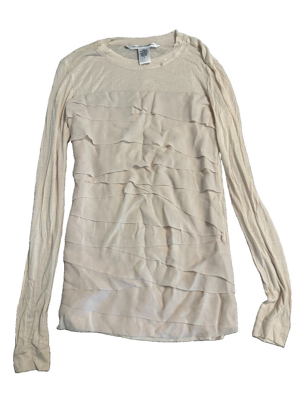 Diane von Furstenberg DVF Cream Ruffle Top Size P
